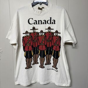 Vtg 90s Canada Marc Tetro Mounties RCMP T-Shirt Single Stitch Men’s Size L GUC*